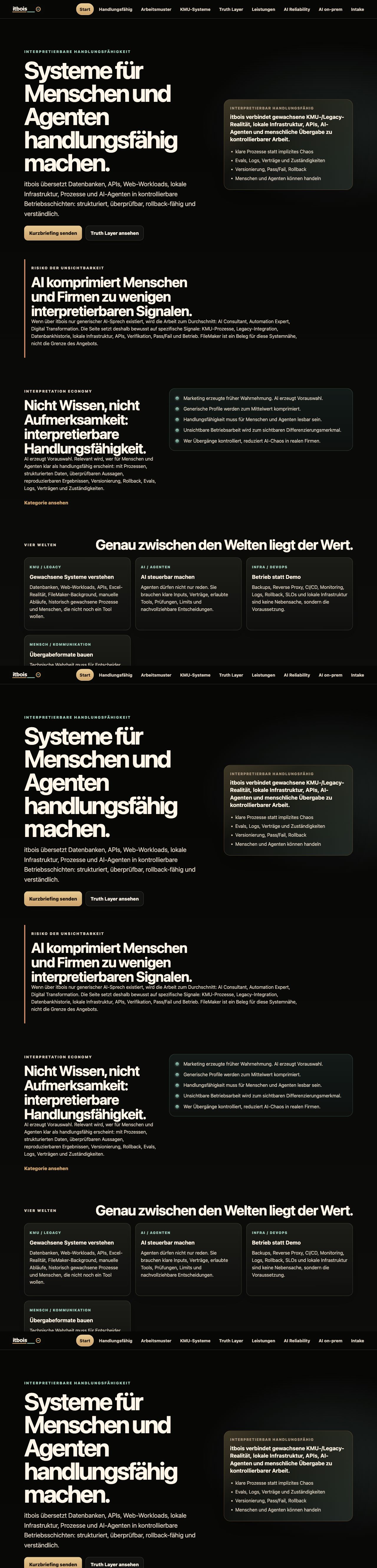 Seitenstruktur mit klarer Positionierung