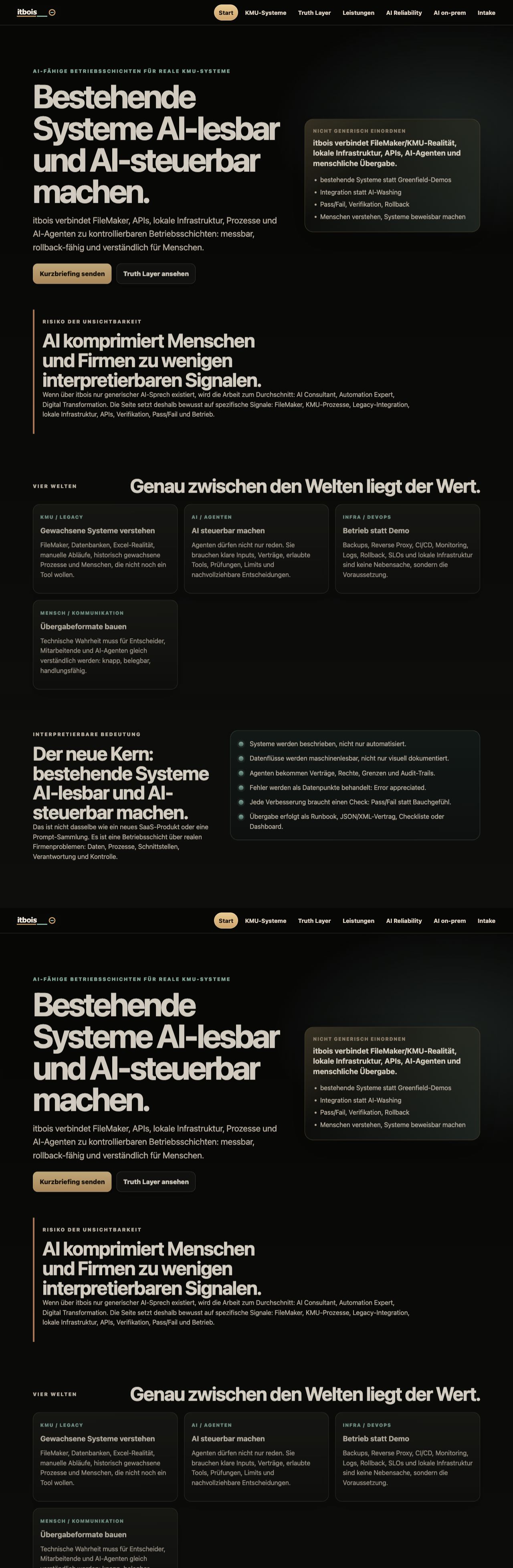 Betriebs- und Angebotsbereiche der Website